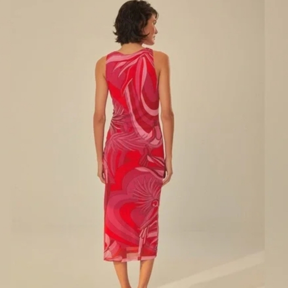 NWT Farm Rio Endless Summer Red Midi Tank Floral Mod Stretch Dress Size S  $190 - Picture 2 of 12